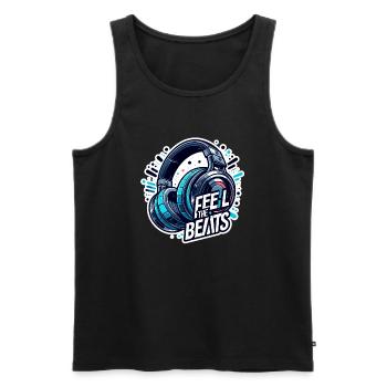 Feel the Beats - Headphones Illustration - Men's Premium Organic Tank Top - black - Front - Michal (187cm)