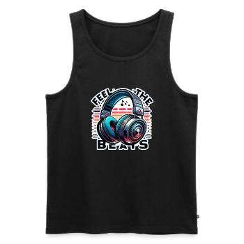 Feel the Beats - Headphones Illustration - Men's Premium Organic Tank Top - black - Front - Michal (187cm)