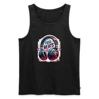 Feel the Beats - Headphones Illustration - Men's Premium Organic Tank Top - black - Front - Michal (187cm)