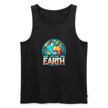 Explorez la Terre - Illustration de la Terre - Débardeur bio Premium Homme - noir - Devant - AI Model Male 178 light (178cm)