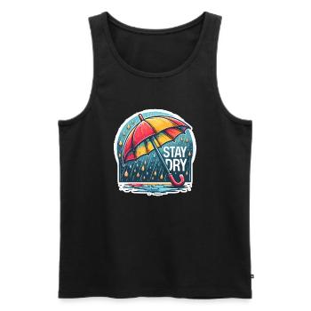 Stay Dry - Umbrella Illustration - Men's Premium Organic Tank Top - black - Front - AI Model Male 178 light (178cm)