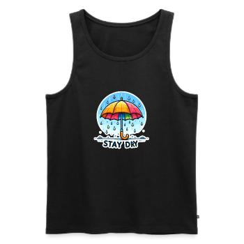 Stay Dry - Umbrella Illustration - Men's Premium Organic Tank Top - black - Front - AI Model Male 178 light (178cm)