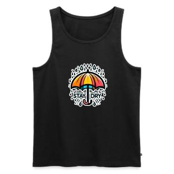 Stay Dry - Umbrella Illustration - Men's Premium Organic Tank Top - black - Front - AI Model Male 178 light (178cm)