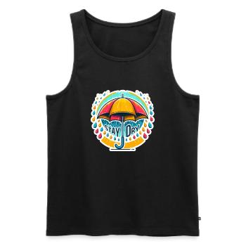 Stay Dry - Umbrella Illustration - Men's Premium Organic Tank Top - black - Front - AI Model Male 178 light (178cm)