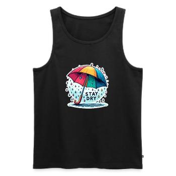 Stay Dry - Umbrella Illustration - Men's Premium Organic Tank Top - black - Front - AI Model Male 178 light (178cm)