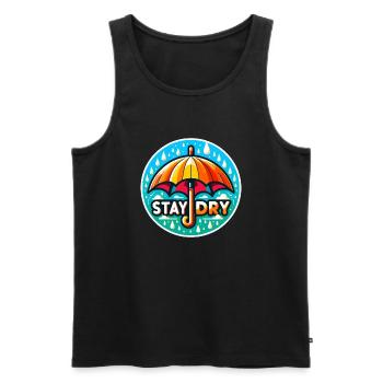 Stay Dry - Umbrella Illustration - Men's Premium Organic Tank Top - black - Front - AI Model Male 178 light (178cm)