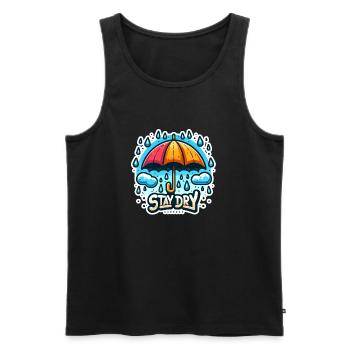 Stay Dry - Umbrella Illustration - Men's Premium Organic Tank Top - black - Front - AI Model Male 178 light (178cm)
