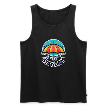 Stay Dry - Umbrella Illustration - Men's Premium Organic Tank Top - black - Front - AI Model Male 178 light (178cm)