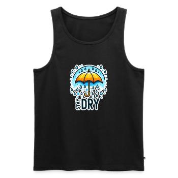 Stay Dry - Umbrella Illustration - Men's Premium Organic Tank Top - black - Front - AI Model Male 178 light (178cm)