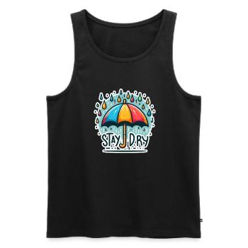 Stay Dry - Umbrella Illustration - Men's Premium Organic Tank Top - black - Front - AI Model Male 178 light (178cm)