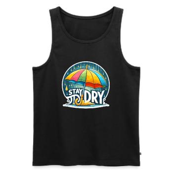 Stay Dry - Umbrella Illustration - Men's Premium Organic Tank Top - black - Front - AI Model Male 178 light (178cm)