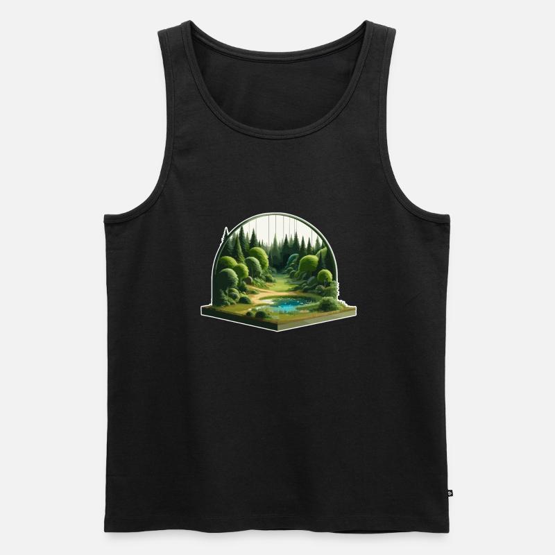 Landschaft - Illustration - Männer Premium Bio Tank Top - Schwarz