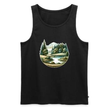 Paysage - Illustration - Débardeur bio Premium Homme - noir - Devant - Michal (187cm)
