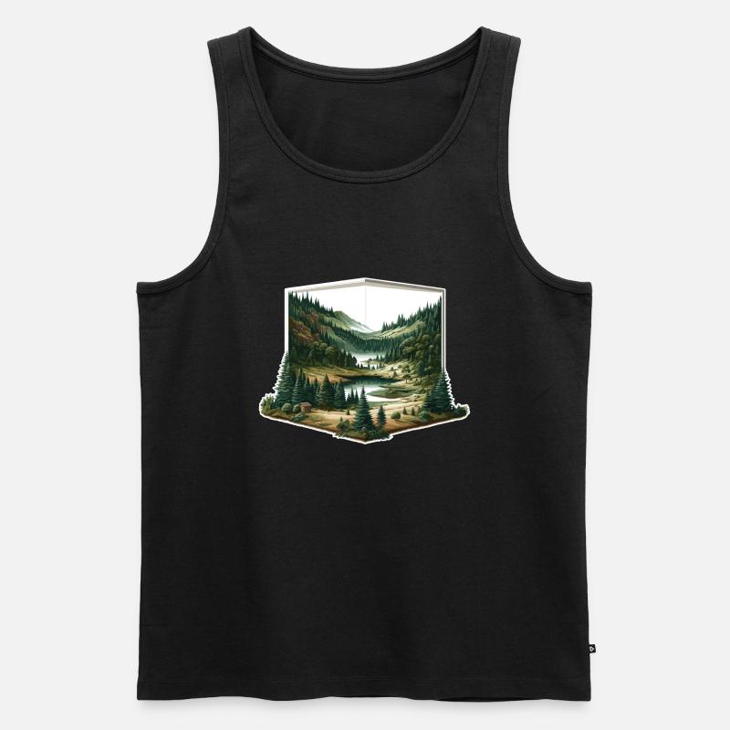 Landschaft - Illustration - Männer Premium Bio Tank Top - Schwarz
