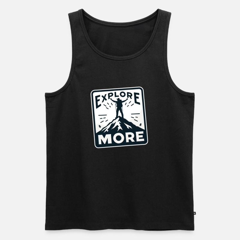 Explore more - Wanderer - Men's Premium Organic Tank Top - black