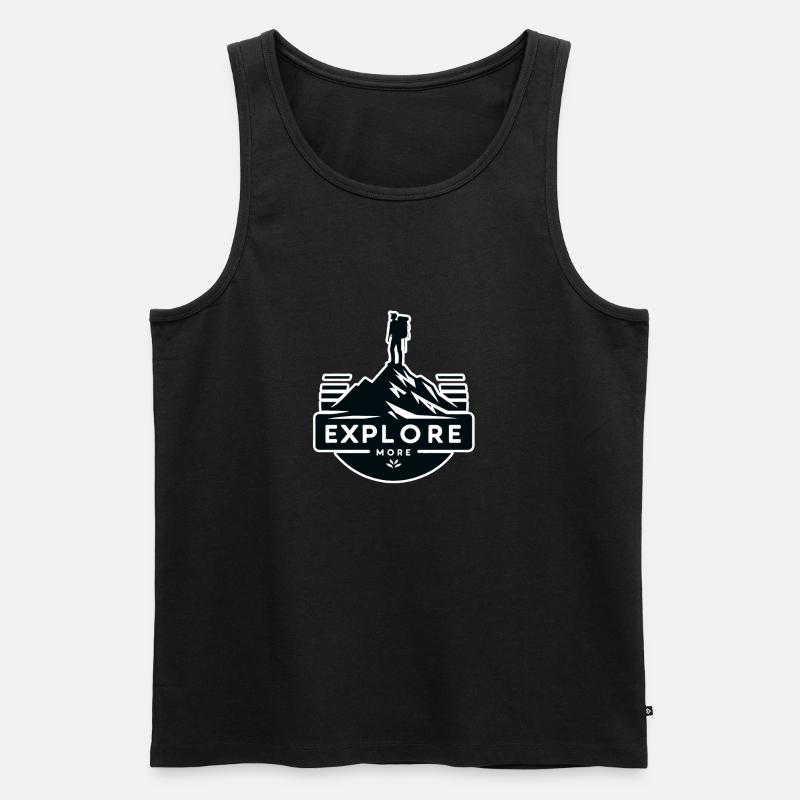 Explore more - Wanderer - Men's Premium Organic Tank Top - black