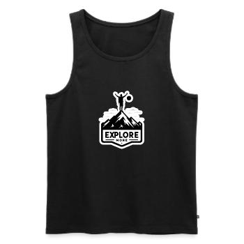 Explore more - Wanderer - Men's Premium Organic Tank Top - black - Front - AI Model Male 178 light (178cm)