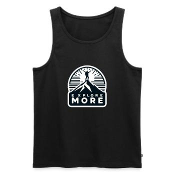 Explore more - Wanderer - Men's Premium Organic Tank Top - black - Front - AI Model Male 178 light (178cm)