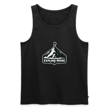 Explore more - Wanderer - Men's Premium Organic Tank Top - black - Front - AI Model Male 178 light (178cm)