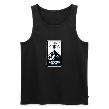 Explore more - Wanderer - Men's Premium Organic Tank Top - black - Front - AI Model Male 178 light (178cm)