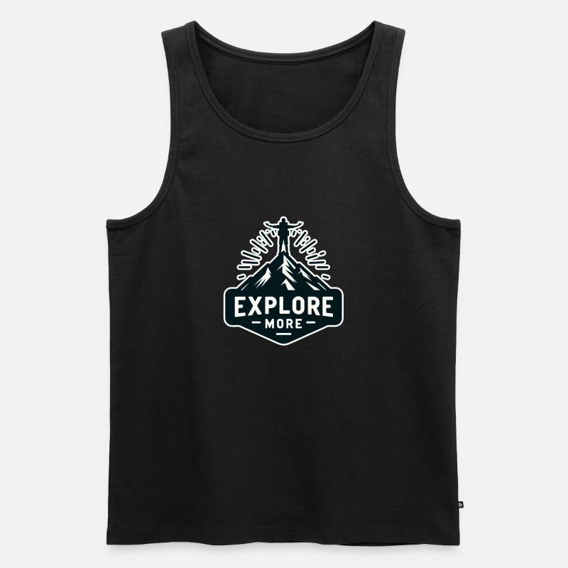 Explore more - Wanderer - Men's Premium Organic Tank Top - black