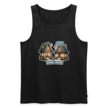 Home Sweet Home - House Illustration - Men's Premium Organic Tank Top - black - Front - AI Model Male 178 light (178cm)