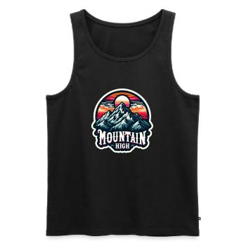 Mountain High - Berg Illustration - Men's Premium Organic Tank Top - black - Front - AI Model Male 178 light (178cm)