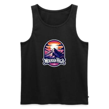 Mountain High - Berg Illustration - Men's Premium Organic Tank Top - black - Front - AI Model Male 178 light (178cm)