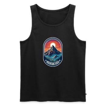 Mountain High - Berg Illustration - Men's Premium Organic Tank Top - black - Front - AI Model Male 178 light (178cm)