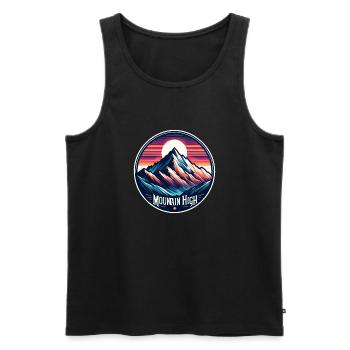 Mountain High - Berg Illustration - Men's Premium Organic Tank Top - black - Front - AI Model Male 178 light (178cm)