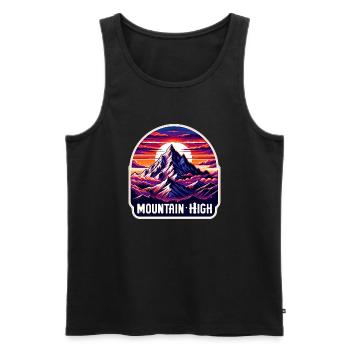 Mountain High - Berg Illustration - Men's Premium Organic Tank Top - black - Front - AI Model Male 178 light (178cm)