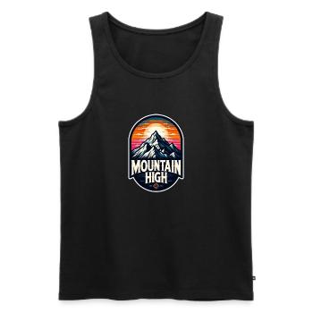 Mountain High - Berg Illustration - Men's Premium Organic Tank Top - black - Front - AI Model Male 178 light (178cm)