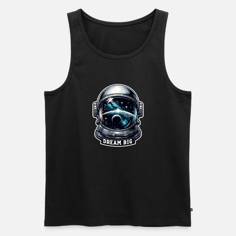 Dream Big - Astronaut Illustration - Männer Premium Bio Tank Top - Schwarz