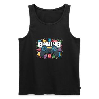 Gaming - Controllers - Men's Premium Organic Tank Top - black - Front - AI Model Male 178 light (178cm)
