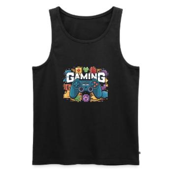 Gaming - Controller - Männer Premium Bio Tank Top - Schwarz - Vorne - AI Model Male 178 light (178cm)