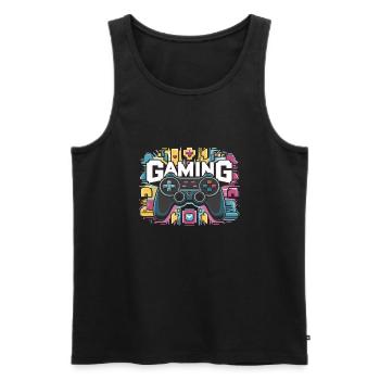 Gaming - Controllers - Men's Premium Organic Tank Top - black - Front - AI Model Male 178 light (178cm)