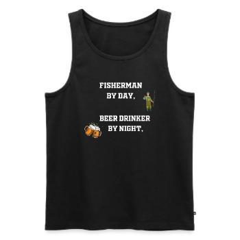 Fisherman by day, beer drinker by night - Débardeur bio Premium Homme - noir - Devant - Michal (187cm)