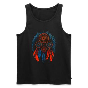 Traumfänger traditionell on orange und blau - Männer Premium Bio Tank Top - Schwarz - Vorne - AI Model Male 178 light (178cm)