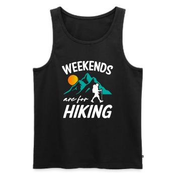 Weekends Are For Hiking - Men's Premium Organic Tank Top - black - Front - AI Model Male 178 light (178cm)