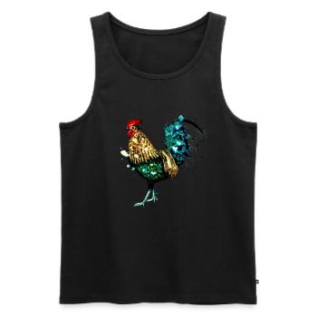 Aquarell Hahn - Männer Premium Bio Tank Top - Schwarz - Vorne - AI Model Male 178 light (178cm)