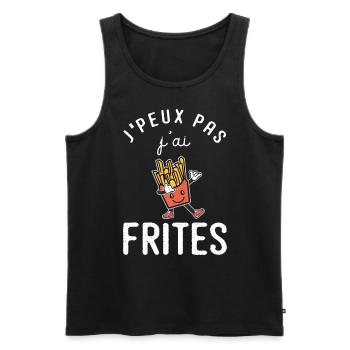 Je peux pas j ai frites humour friterie - Débardeur bio Premium Homme - noir - Devant - Michal (187cm)