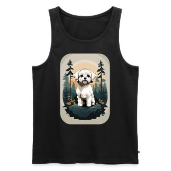 Bichon Havanese Dog in the Forest - Men's Premium Organic Tank Top - black - Front - AI Model Male 178 light (178cm)