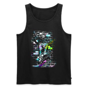 Skate - Skateboard - Crâne de Skater - Débardeur bio Premium Homme - noir - Devant - AI Model Male 178 light (178cm)