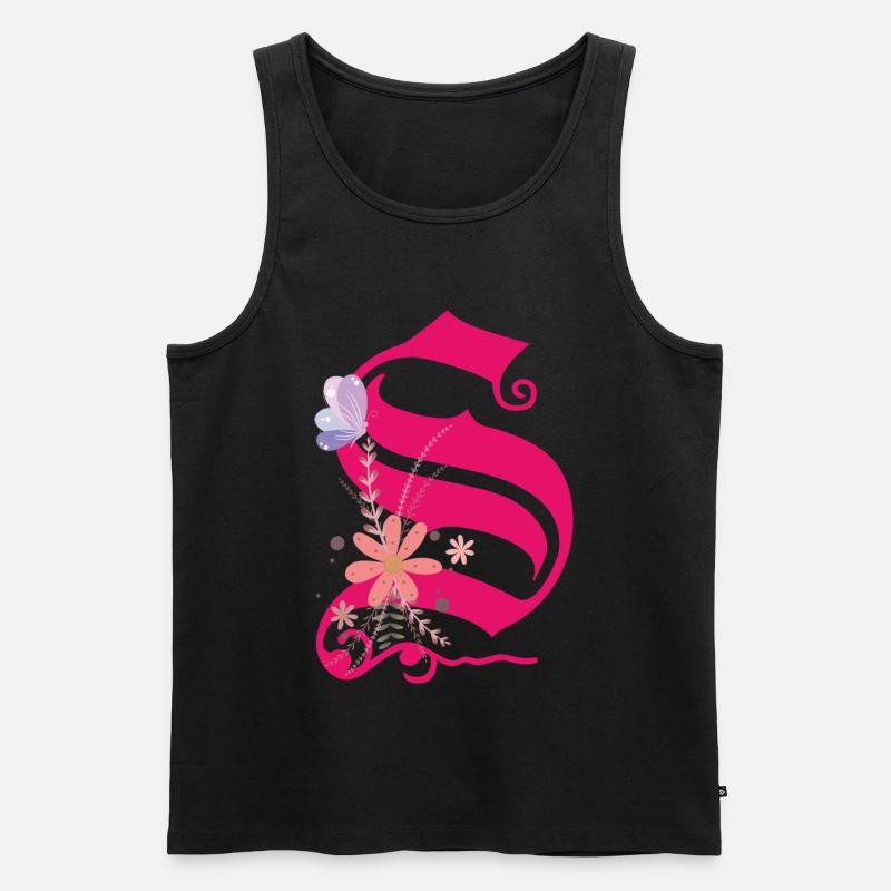 Buchstabe S - Männer Premium Bio Tank Top - Schwarz