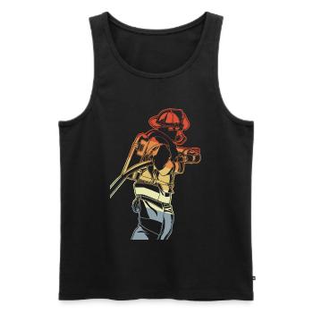 Fireman - Men's Premium Organic Tank Top - black - Front - AI Model Male 178 light (178cm)