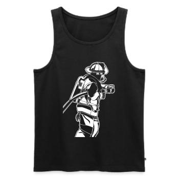 Firefighter Sketch - Men's Premium Organic Tank Top - black - Front - AI Model Male 178 light (178cm)
