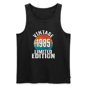 Année de naissance 1985 Vintage Limited Edition Retro - Débardeur bio Premium Homme - noir - Devant - AI Model Male 178 light (178cm)