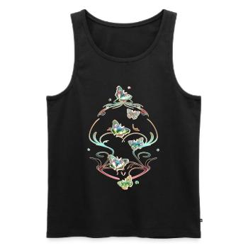 Schmetterlinge Ranken Ornamente Muster - Männer Premium Bio Tank Top - Schwarz - Vorne - Michal (187cm)
