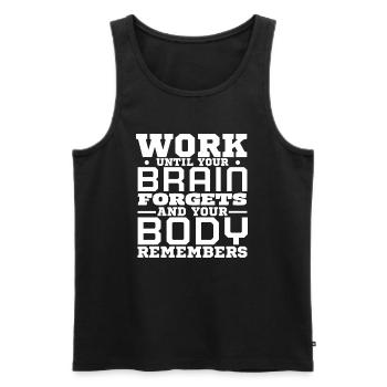 Entraînement Motivation Slogan Entraînement - Débardeur bio Premium Homme - noir - Devant - AI Model Male 178 light (178cm)