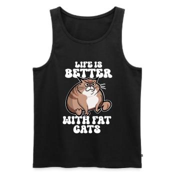 Dicke Katze Lustige Sprüche - Männer Premium Bio Tank Top - Schwarz - Vorne - Michal (187cm)